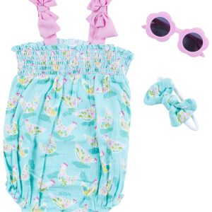 Baby Essentials Baby Girls 3 Pc Gauze Romper Set