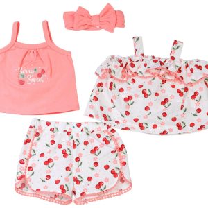 Catherine Malandrino Baby Girls 4 Pc Searsucker Short Set