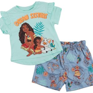 Disney Little Girls 2 Pc Moana Top & Shorts Set
