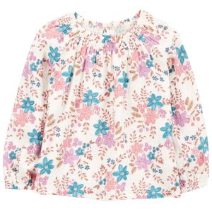 Carters Toddler Girls Floral Woven Long Sleeve Top