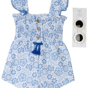 Rachel Zoe Toddler Girls 2 pc Seersucker Romper Set