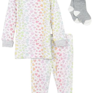 Sleep On It Toddler Girls 3 Pc Leopard Hearts Pajama Set