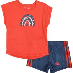 Adidas Little Girls 2 Pc Active Wear Shorts Set