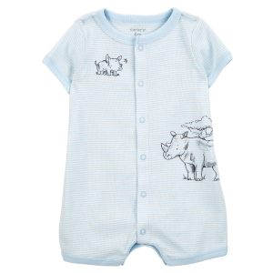 Carters Baby Boy Rhino Striped Short Sleeve Romper