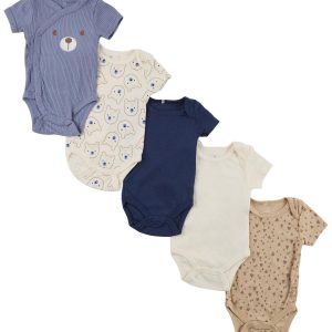 DreamGro Baby Boy 5 Pk Bodysuit Set - Blue Bear