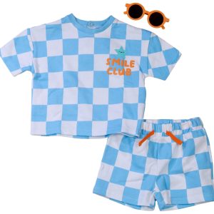 Lily & Jack Baby Boys 3 Pc Checkered Short Set & Sunglasses