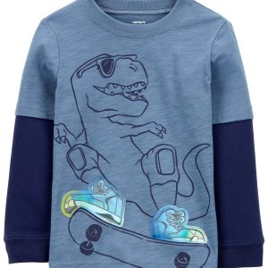 Carters Toddler Boys Dinosaur Foil Long Sleeve Top