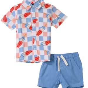 Andy & Evan Toddler Boy 2 Pc Collared Shirt and Short Set