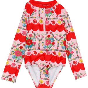 Floatimini Little Girls One Piece Floral Swimsuit