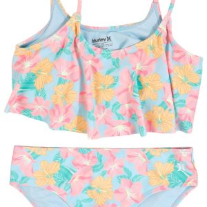 Hurley Big Girls 2 Pc Hibiscus Bikini Set