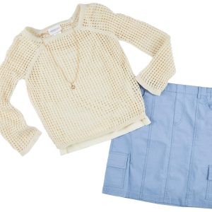 Rare Edition Big Girls 2 PcCrochet With Cargo Skirt Set