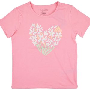 Adidas Big Girls Active Floral Heart Tee