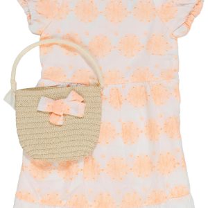 Little Lass Little Girls Cap Sleeve Eyelet Dress with bag