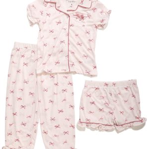 Nicole Miller Little Girls 3 Pc Pajama Pant & Short Set