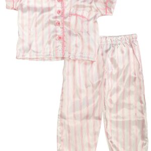 Freestyle Little Girls Pink Striped Satin Pajama Set