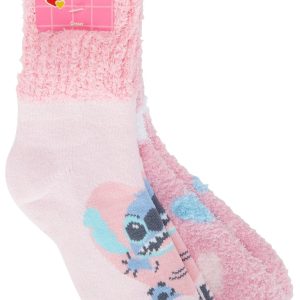 Disney Girls 2 Pk Stitch Cozy Crew Socks