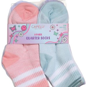 Capelli NY Girls 8 Pk Quarter Crew Socks
