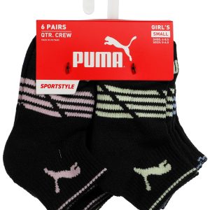 Puma Girls 6 Pk Sportstyle Quarter Crew Socks