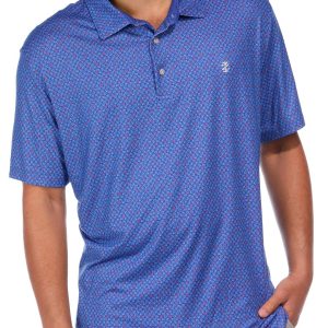 IZOD Golf Mens Short Sleeve Seamless Crab Print Polo