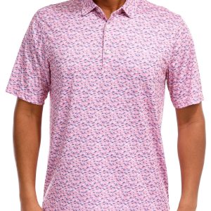 Greg Norman Mens Short Sleeve Print Golf Polo Shirt