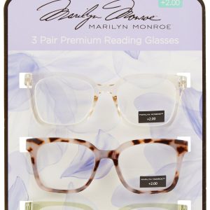 Marilyn Monroe 3 Pk Deep Classic Square Reading Glasses Set