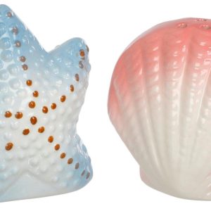 Core Home 2 Pc Ceramic Seashell Salt & Pepper Shaker Set