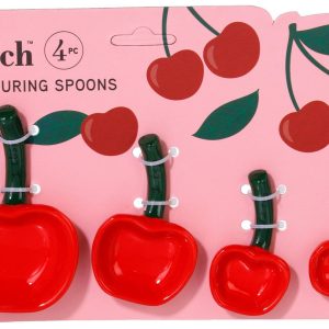 Kitch 4 Pc Ceramic Cherries Measuring Spoon Set